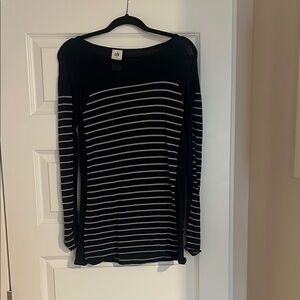 Black and White Striped Long Sleeve Top